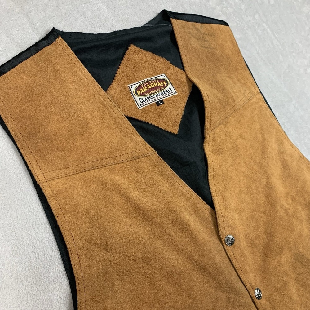 Paragraff Clothing Company Vest Mens Large Brown Leather Western Rodeo Cowboy